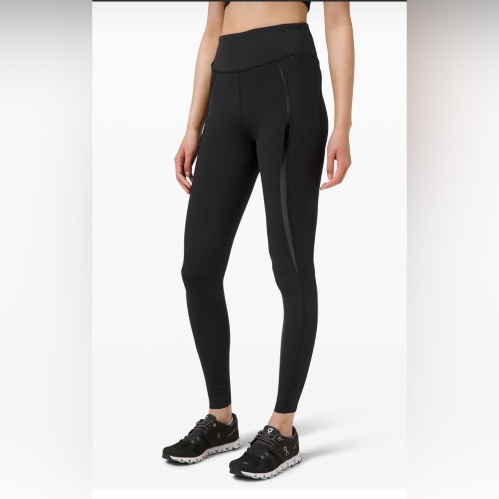 Lululemon Black SZ 6 Gloss Trim Run Super High Rise Tight 28 For Running